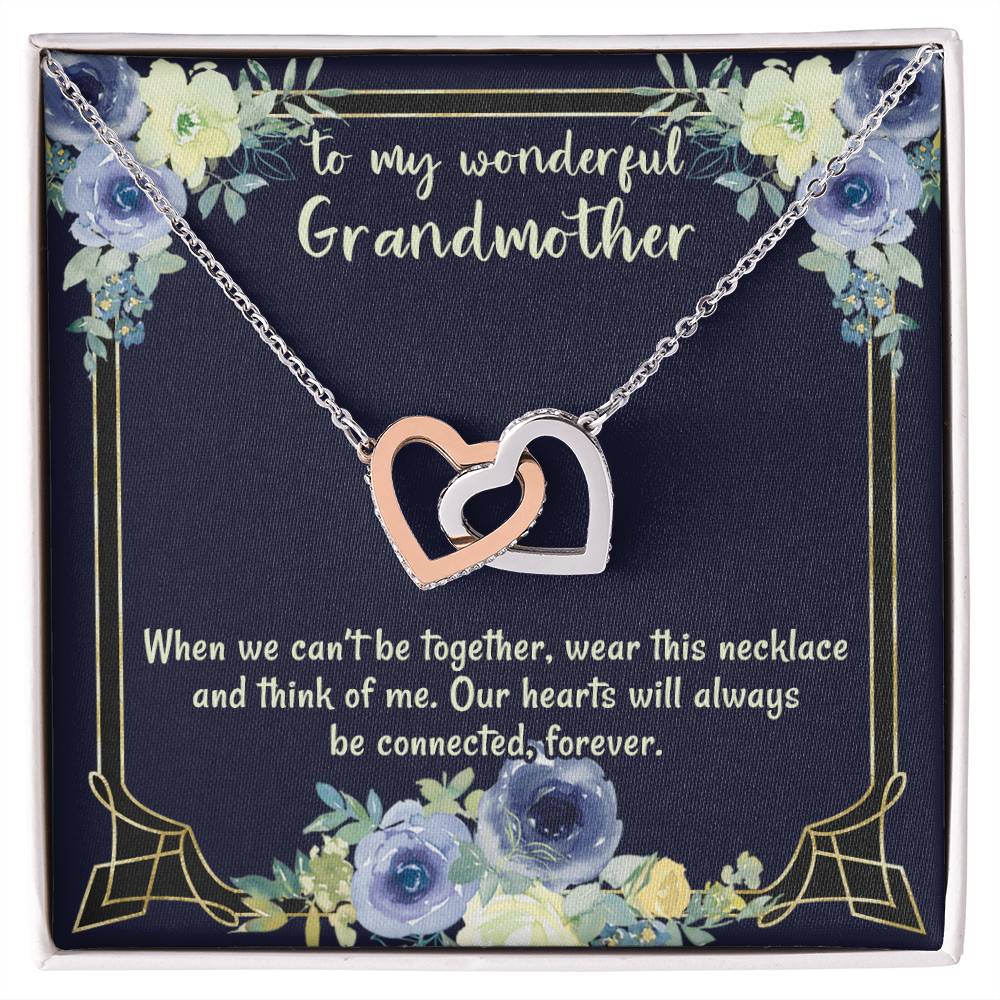 To My Wonderful Grandmother Our Hearts Will Always Be Connected Necklace For Grandmother Gift From Granddaughter Gift From Grandson Interlocking Hearts Necklace