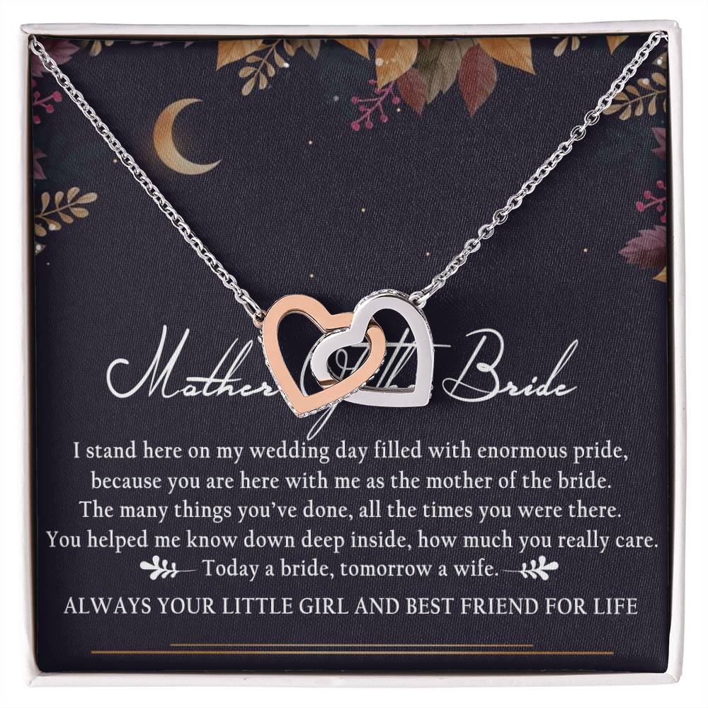 Mother Of The Bride Interlocking Hearts Necklace Message Card