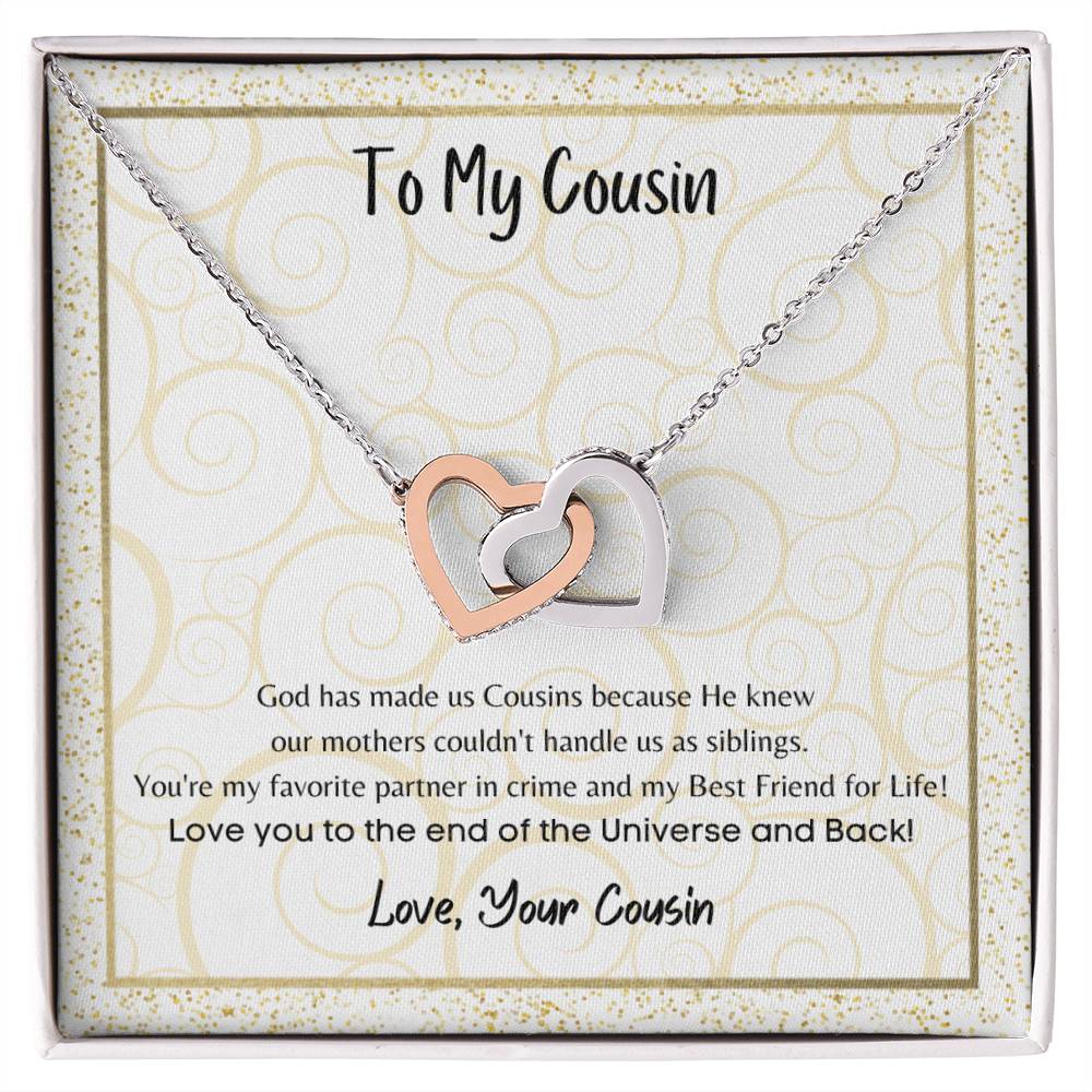 To My Cousin Interlocking Hearts Necklace