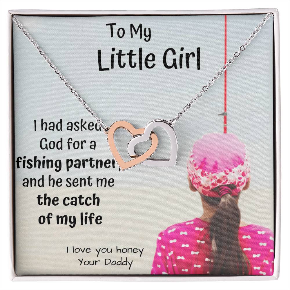 To My Little Girl Interlocking Heart Necklace With Message Card Interlocking Hearts Necklace