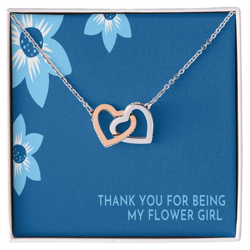 Flower Girl Necklace Personalized Flower Girl Gift Bridal Party Gift Thank You For Being My Flower Girl Card Wedding Gift Box Interlocking Hearts Necklace