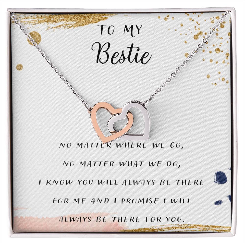 To My Bestie I Laugh A Little Louder Because Of You Interlocking Hearts Necklace