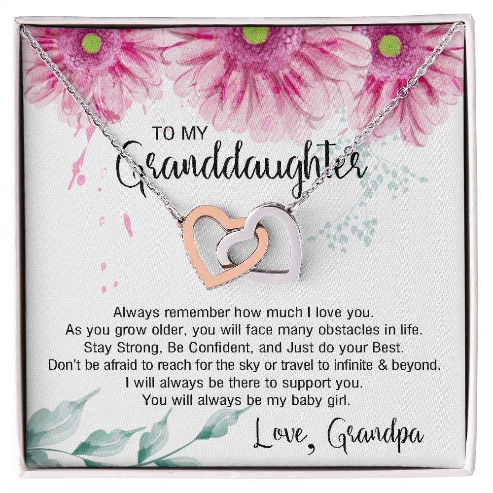 To My Granddaughter From Grandpa - You Will Always Be My Baby Girl Interlocking Hearts Necklace