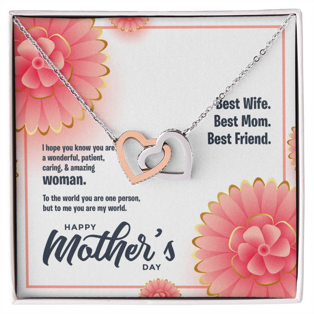 Most Amazing Woman Interlocking Hearts Necklace
