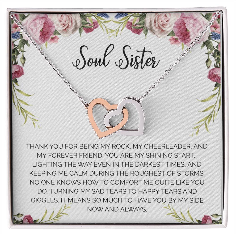 Soul Sister Unbiological Sister Necklace Sorority Sister Sister In Law Necklace Interlocking Hearts Necklace