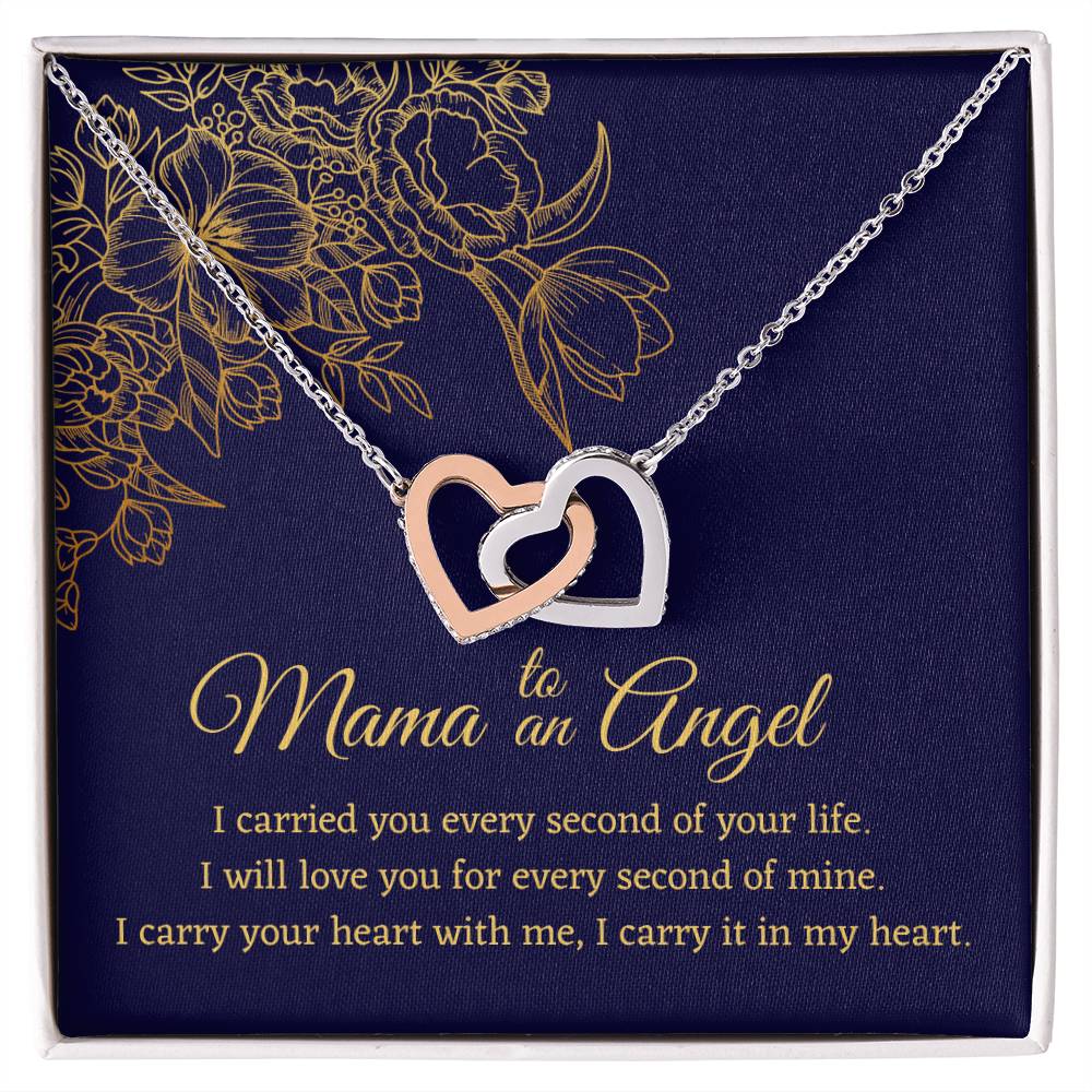 Mama To An Angel - Interlocking Hearts - Miscarriage Gift Necklace Angel Baby Miscarriage Keepsake Pregnancy Loss Bereavement Gift Stillborn Interlocking Hearts Necklace