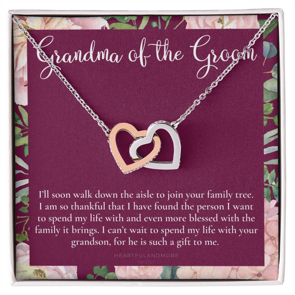 Grandmother Of The Groom Gift Necklace Grandma Wedding Gift Nana Bridal Shower Rehearsal Dinner Thank You Gift Interlocking Hearts Necklace