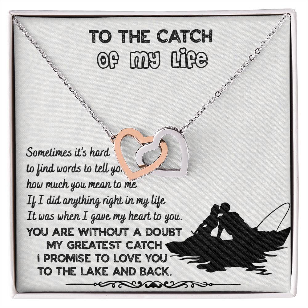 To The Catch Of My Life Knot Necklace &amp; Earring Gift Set For Her Handmade Jewelry Interlocking Hearts Necklace