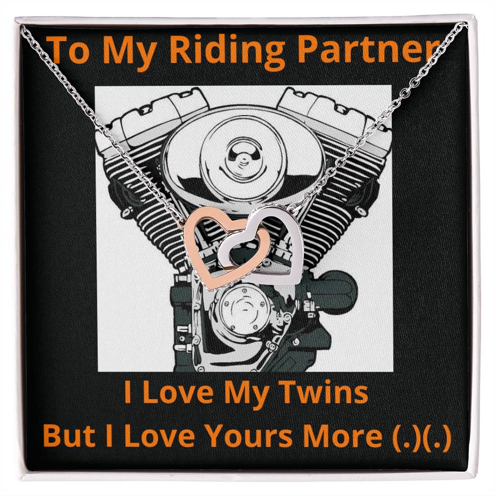 To My Riding Partner I Love My Twins Limited Edition Interlocking Hearts Necklace