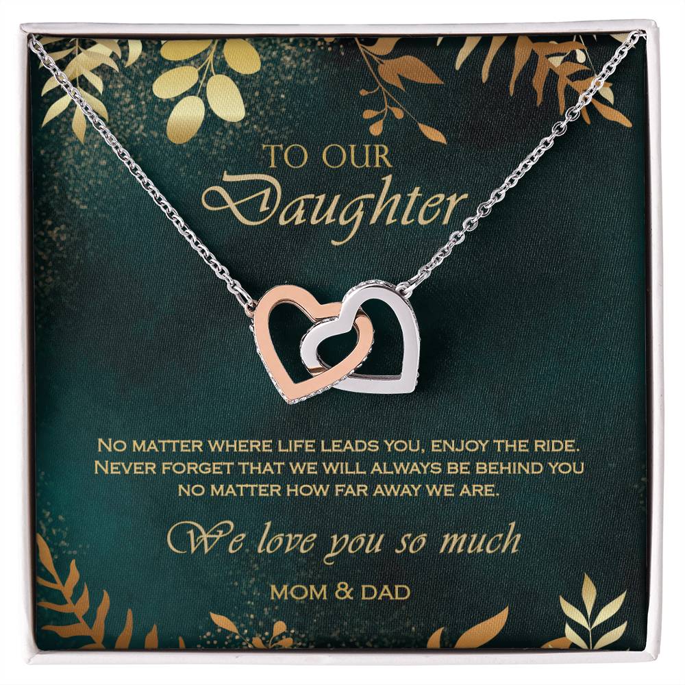Interlocking Heart Necklace To Your Daughter – From Mom & Dad With Love – Jewelry Gift B1D8T4 Interlocking Hearts Necklace