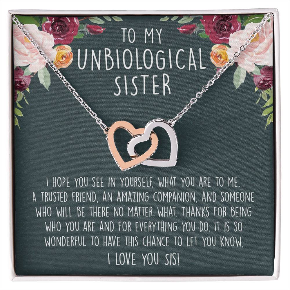 Unbiological Sister Necklace Soul Sister Big Little Sorority Sister In Law Necklace Step Sister Gift Tribe Necklace Best Friend Gift Bff Gift Interlocking Hearts Necklace