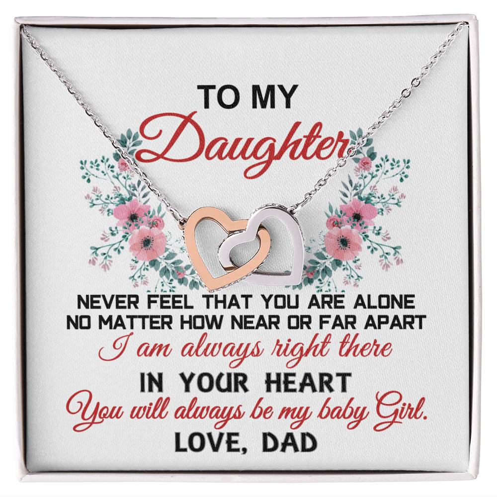 To My Daughter - Love Dad Interlocking Hearts Necklace