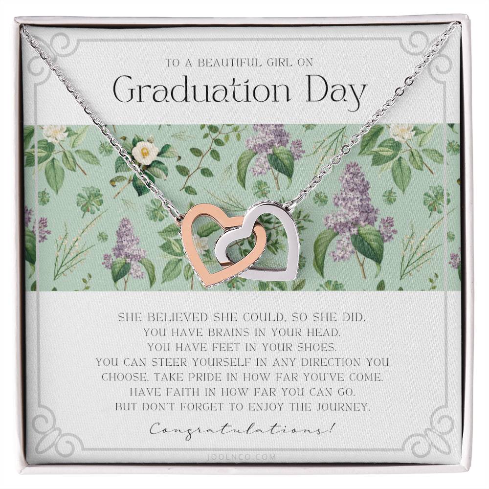 Graduation Gift Necklace For Daughter College Graduation Gift For Her High School Senior Graduation Mba Phd Master Class Of Interlocking Hearts Necklace