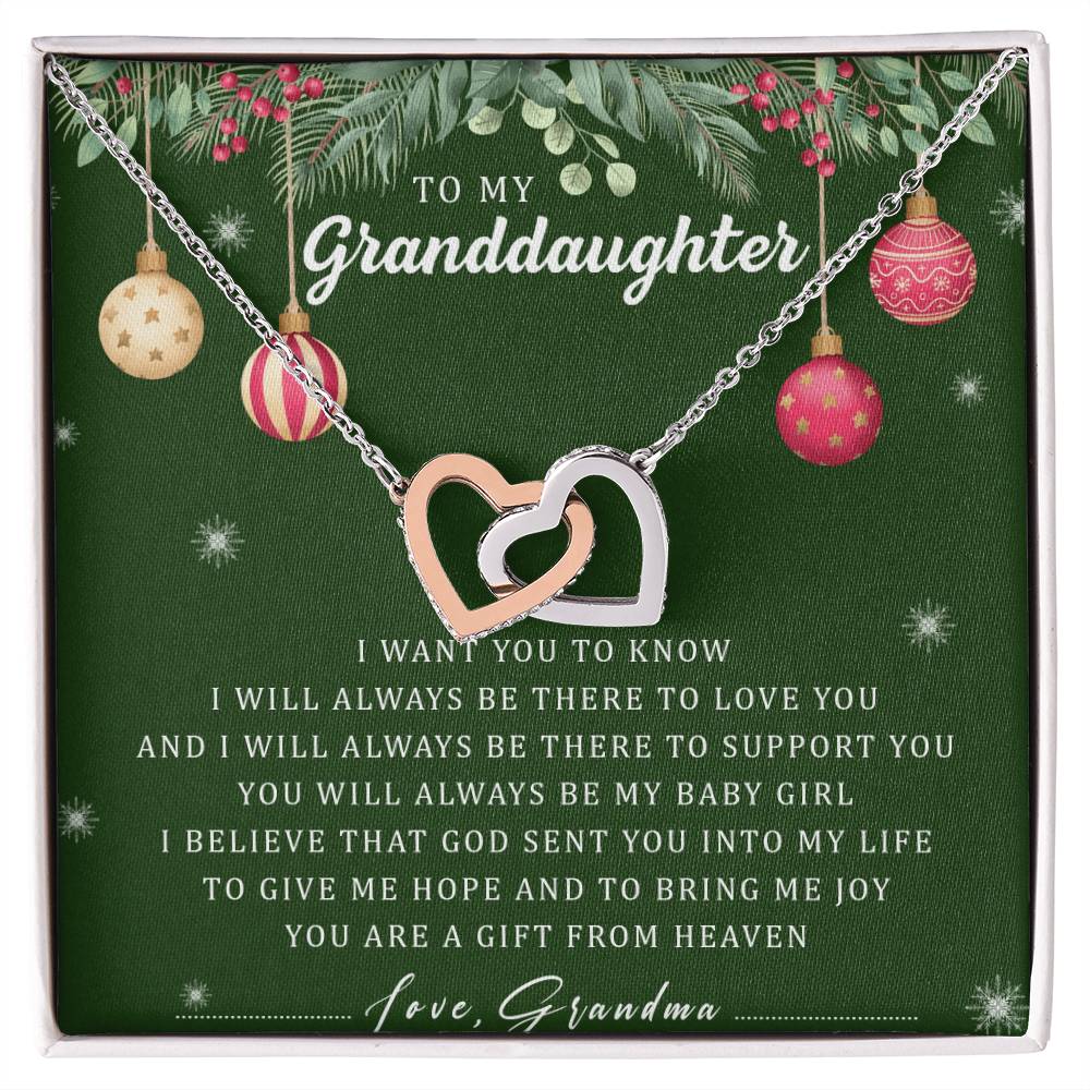 To My Granddaughter Interlocking Hearts Necklace Message Card
