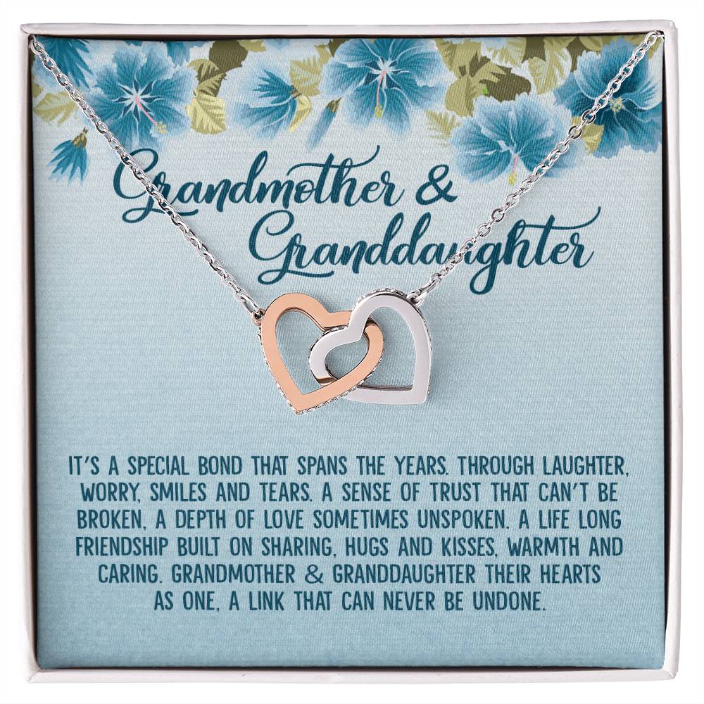 Grandmother &amp; Granddaughter Their Hearts As One Interlocking Hearts Necklace