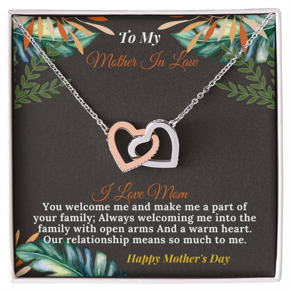 To My Loving Mother In Law-Happy Mother'S Day Interlocking Hearts Necklace