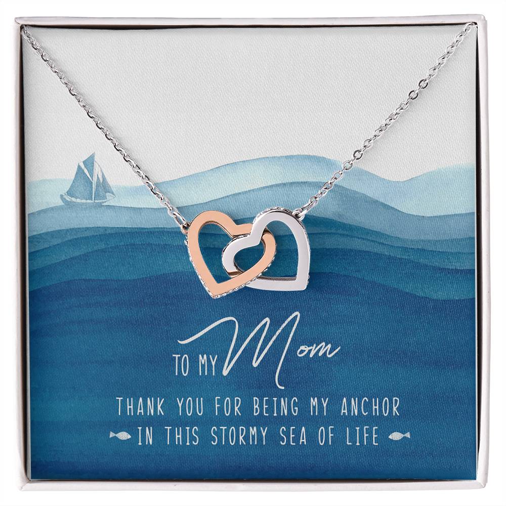 To My Mom My Anchor Interlocking Hearts Necklace Mother&#39;S Day Message Card Gift