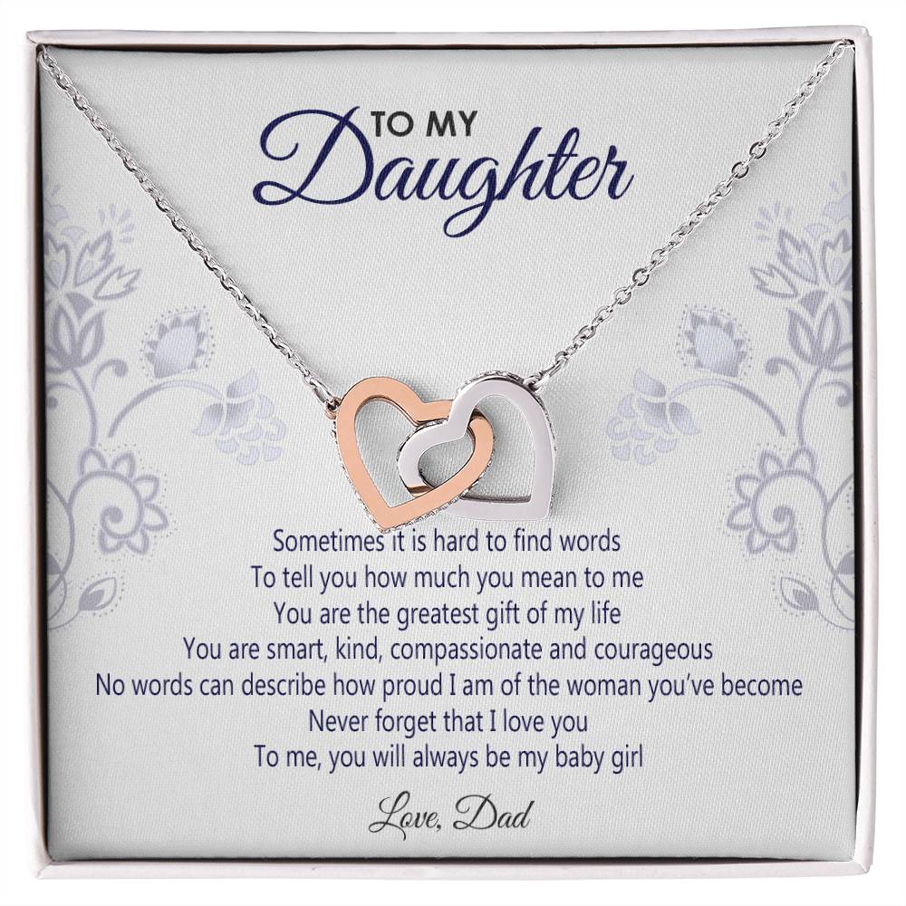 To My Daughter - You Will Always Be My Baby Girl Interlocking Hearts Necklace