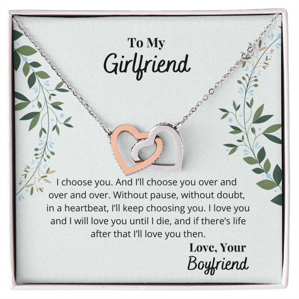 To My Girlfriend - I&#39;Ll Always Love You Necklace Interlocking Hearts Necklace