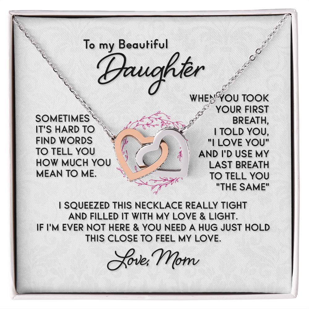 To My Beautiful Daughter - Interlocking Hearts Necklace