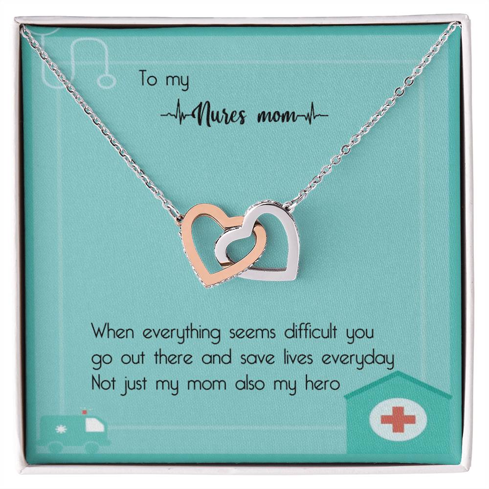 Nurse Mom Gift Interlocking Hearts Necklace Gift For Nurse Mom