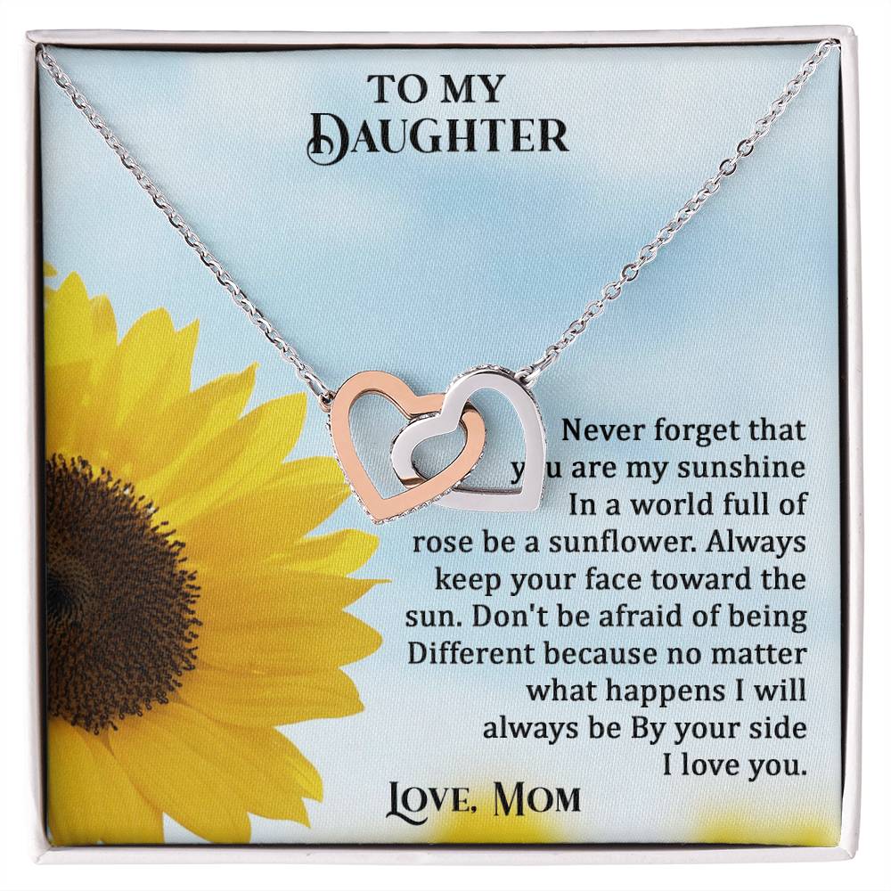 To My Daughter - No Matter What I Will Always Be By Your Side - Necklace Interlocking Hearts Necklace