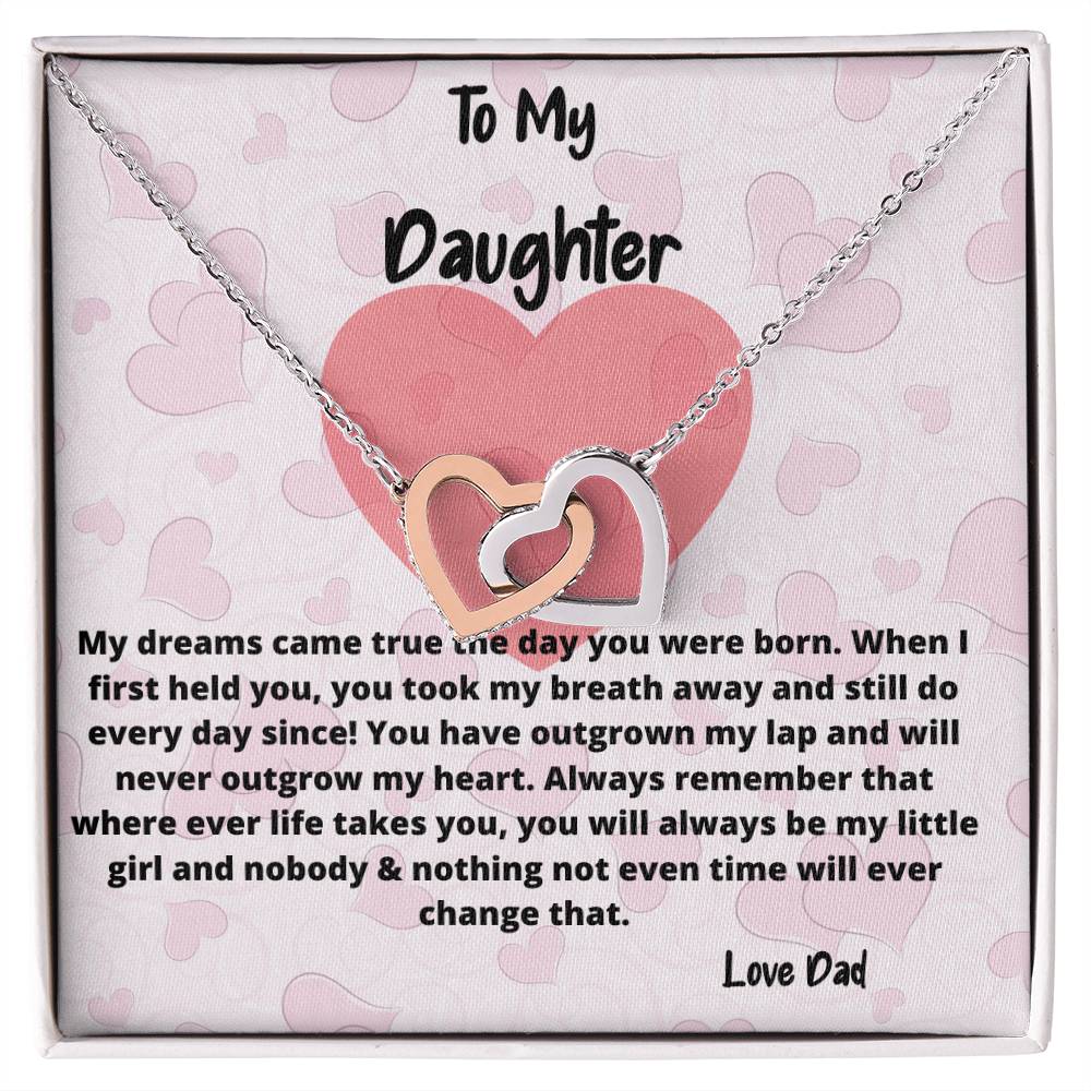 To My Daughter Necklace You Have Outgrown My Lap Double Hearts Necklace Interlocking Hearts Necklace