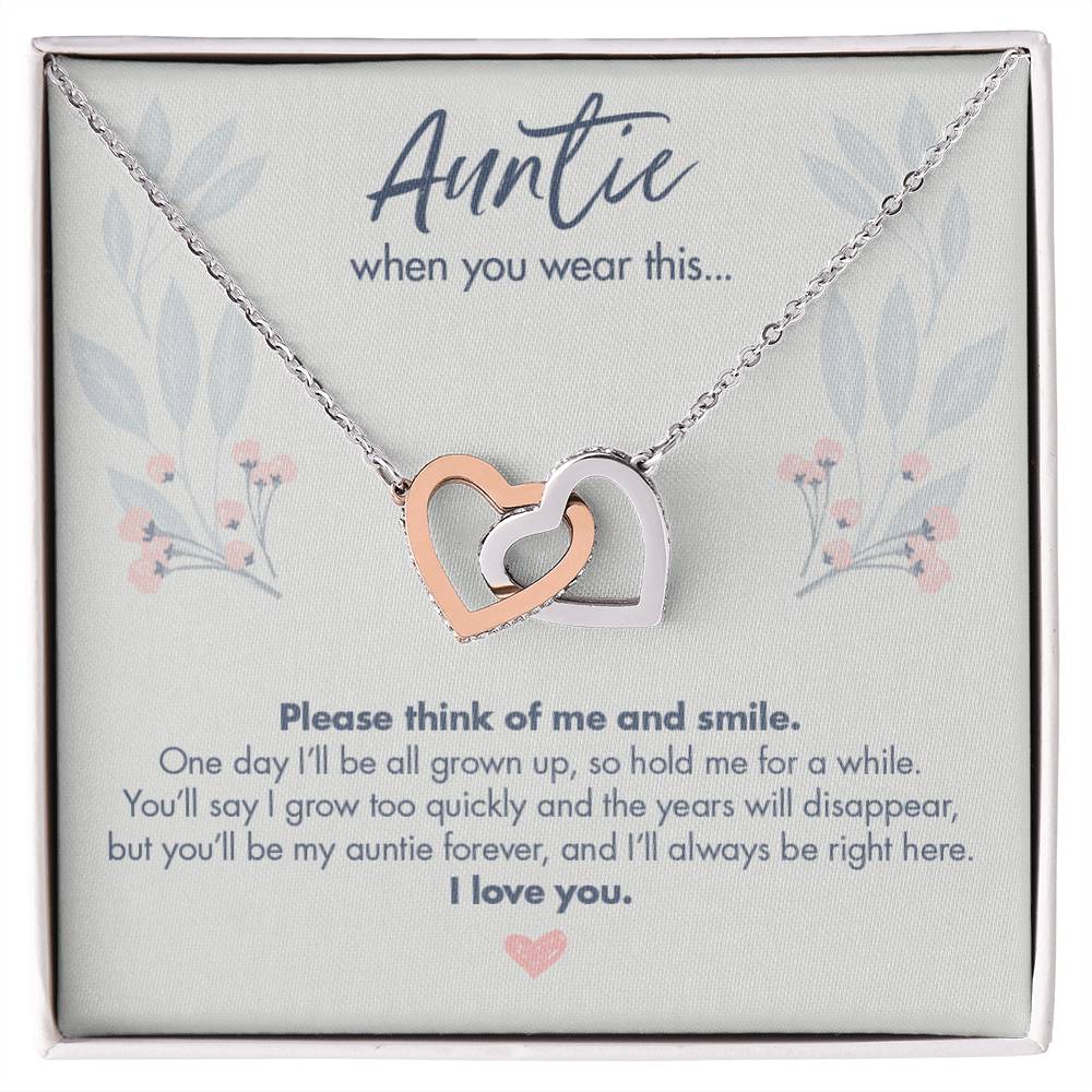 Gift From Baby Or Toddler To Aunt - Auntie When You Wear This Necklace Interlocking Hearts Necklace