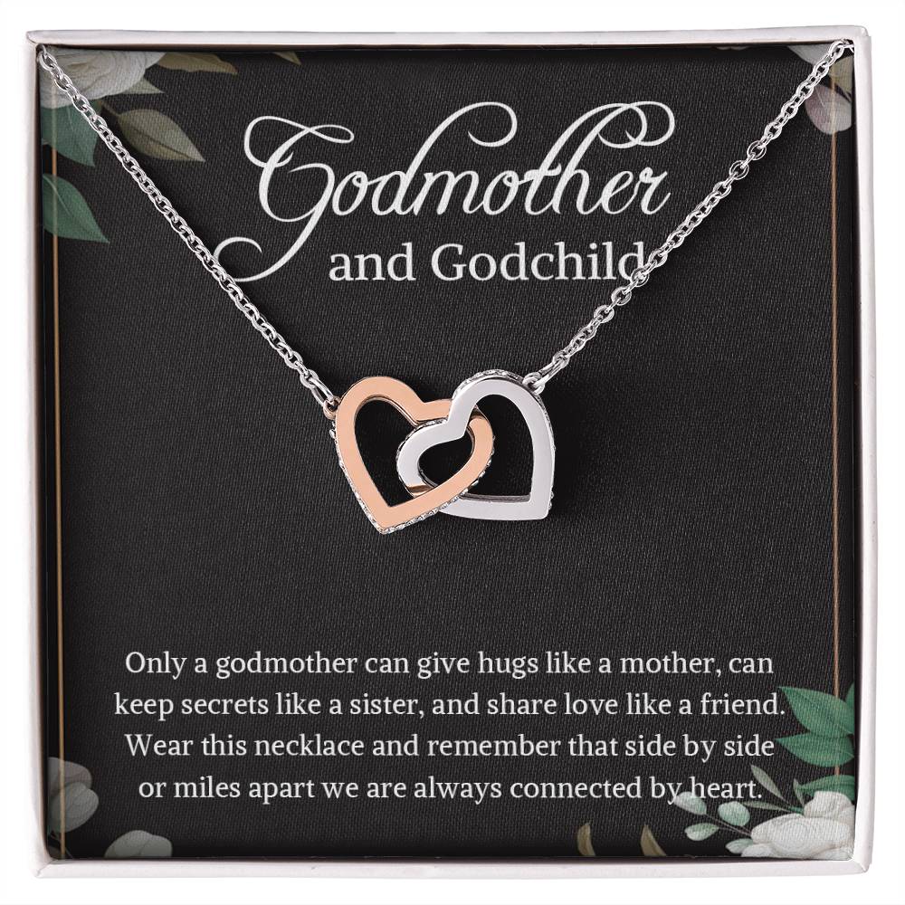 Godmother And Godchild Necklace Godmother &amp; Goddaughter Giftgodmother And Godson Necklace Godmother Necklace Gift Godmother Necklace Box Interlocking Hearts Necklace