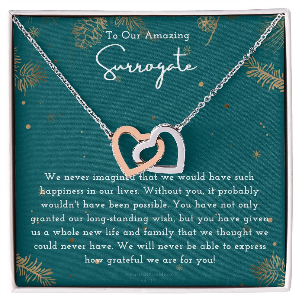 Surrogate Appreciation Gift Surrogate Gift Surrogate Gift With Message Card Surrogate Transfer Day Thank You Gift Interlocking Hearts Necklace