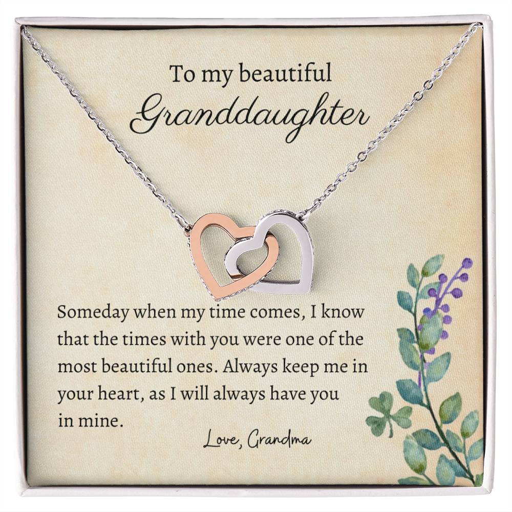 To My Granddaughter - Always In My Heart - Necklace Interlocking Hearts Necklace
