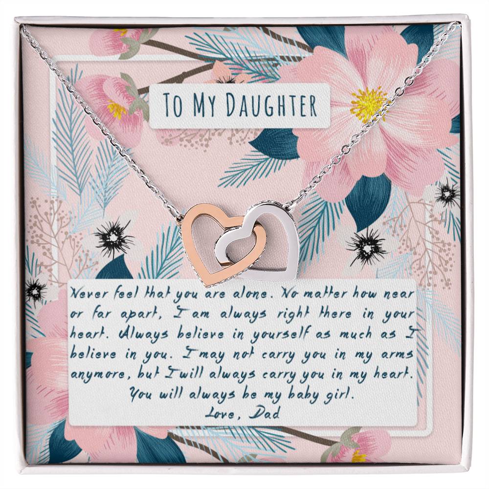 To My Daughter Interlocking Hearts Necklace