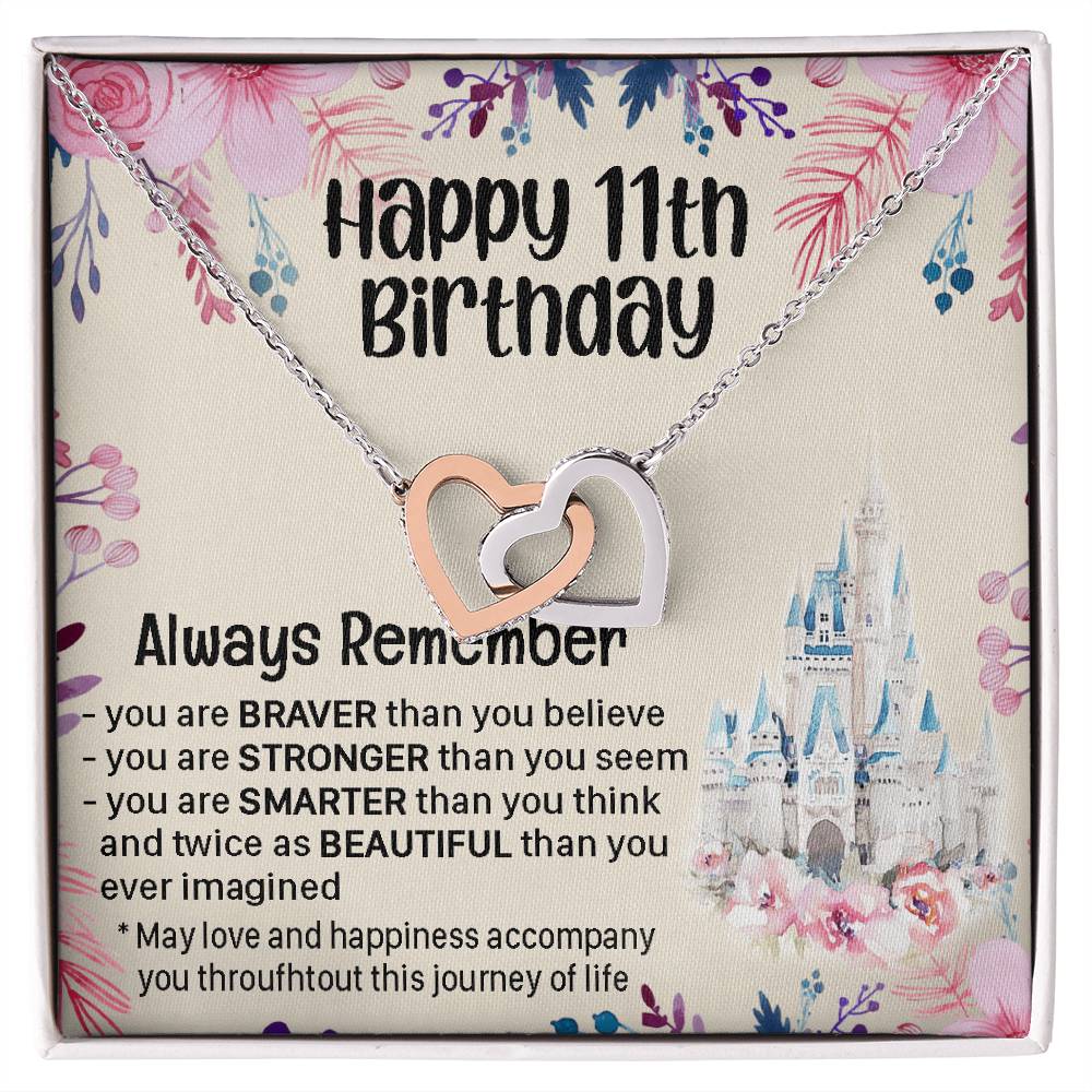 Happy 11Th Birthday Gift For Daughter Gift For 11 Years Old Birthday Teen Girl Daughter Necklace Gift Interlocking Hearts Necklace