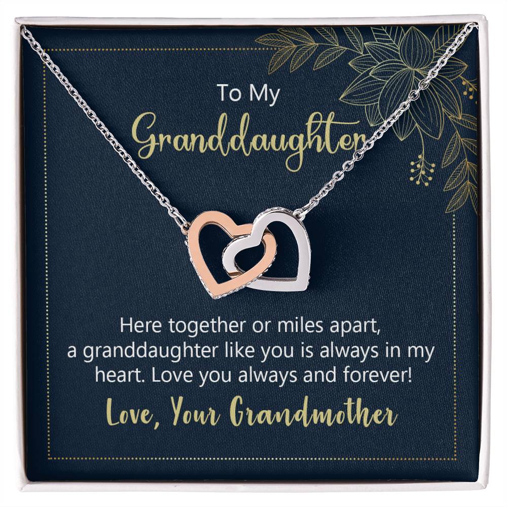 Interlocking Hearts Necklace To My Granddaughter Here Together Or Miles Apart