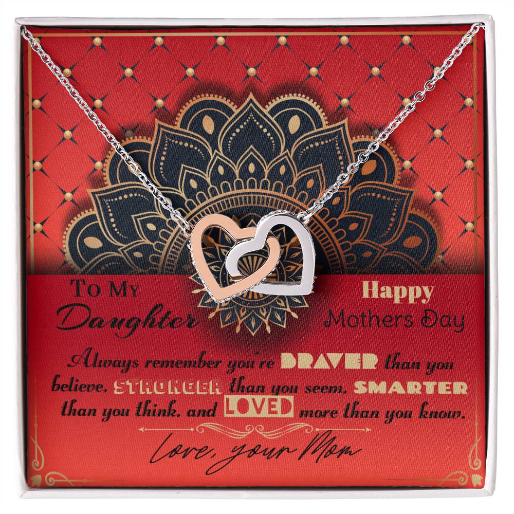 To My Daughter-Interlocked Hearts Necklace Gift Set Interlocking Hearts Necklace