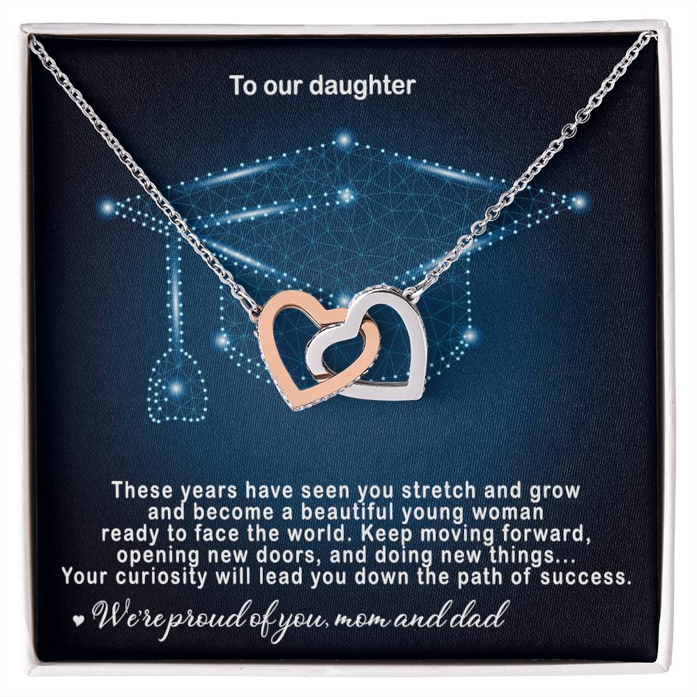 Hey Parents! Beautiful Graduation Gift - Unique Necklace Interlocking Hearts Necklace