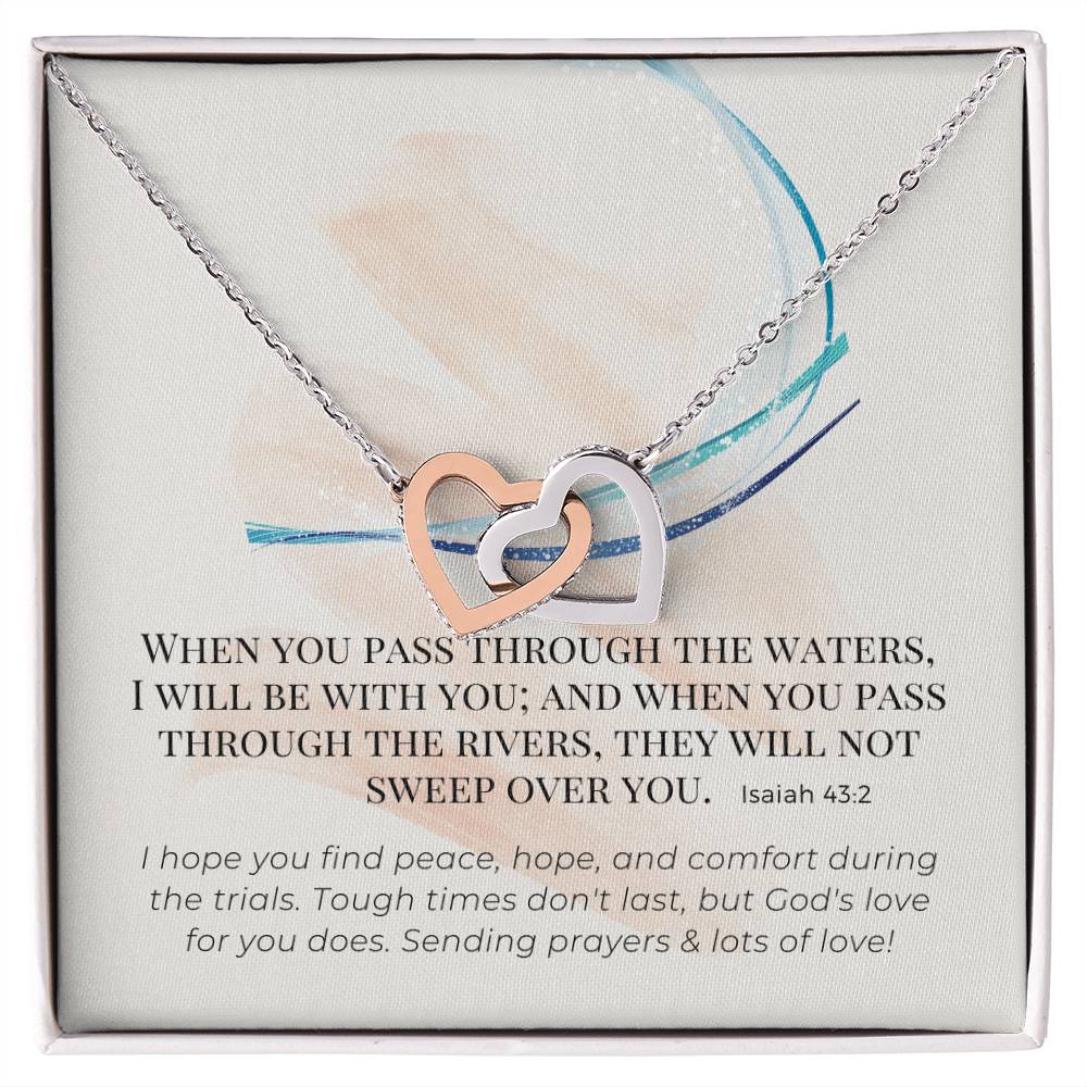 Scripture Encouragement Interlocking Hearts Necklace Isaiah 432 Cream Brush