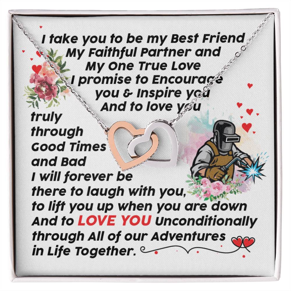 Welder&#39;S Girl - Interlocking Heart Necklace Interlocking Hearts Necklace