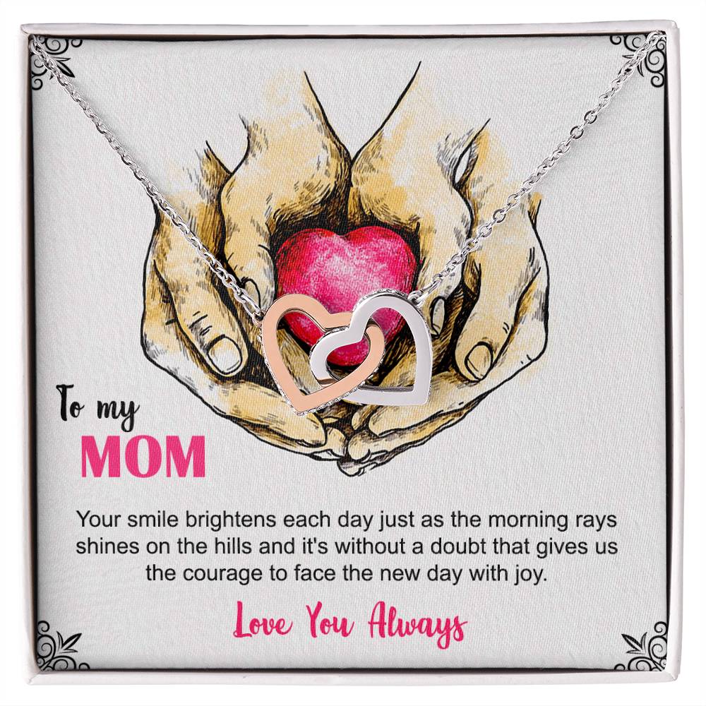 To My Mom Your Smile Love You Always Interlocking Hearts Necklace