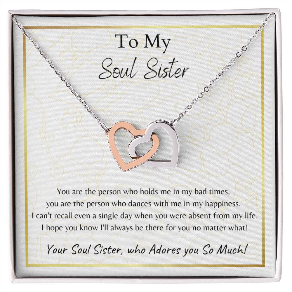 To My Soul Sister Interlocking Hearts Necklace