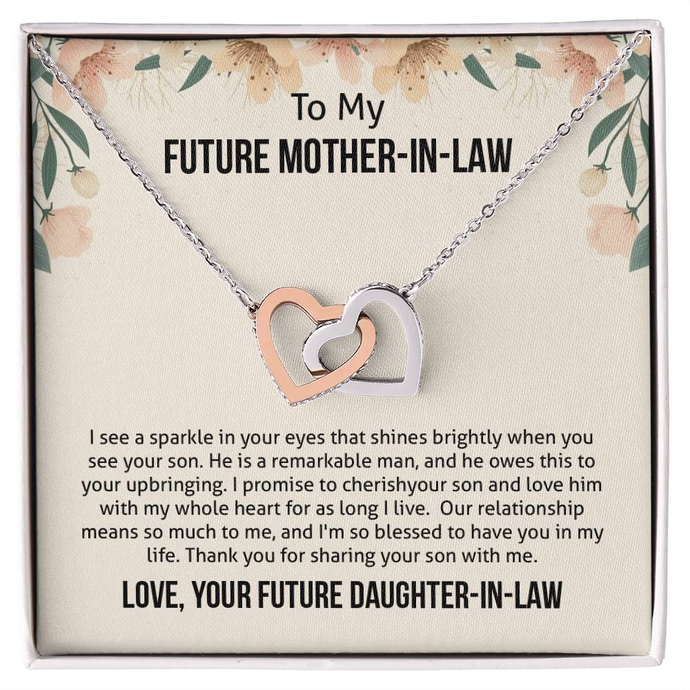 To My Future Mother-In-Law - Blessed To Have You Interlocking Hearts Necklace
