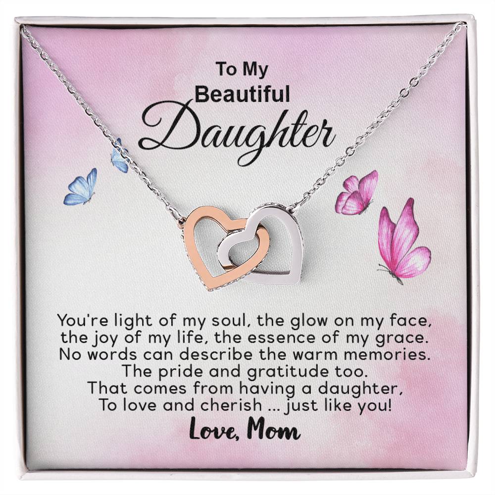 To My Beautiful Daughter - You&#39;Re Joy Of My Life - Necklace Interlocking Hearts Necklace