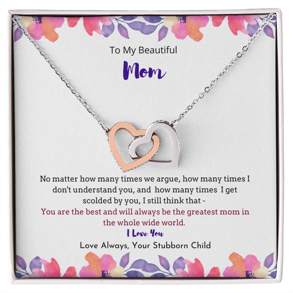 The Greatest Mom Necklace Interlocking Hearts Necklace