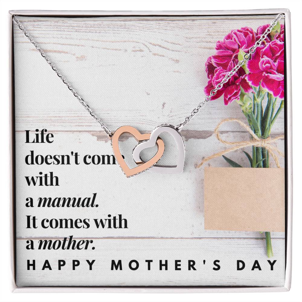 Happy Mother'S Day Double Heart Necklace Interlocking Hearts Necklace
