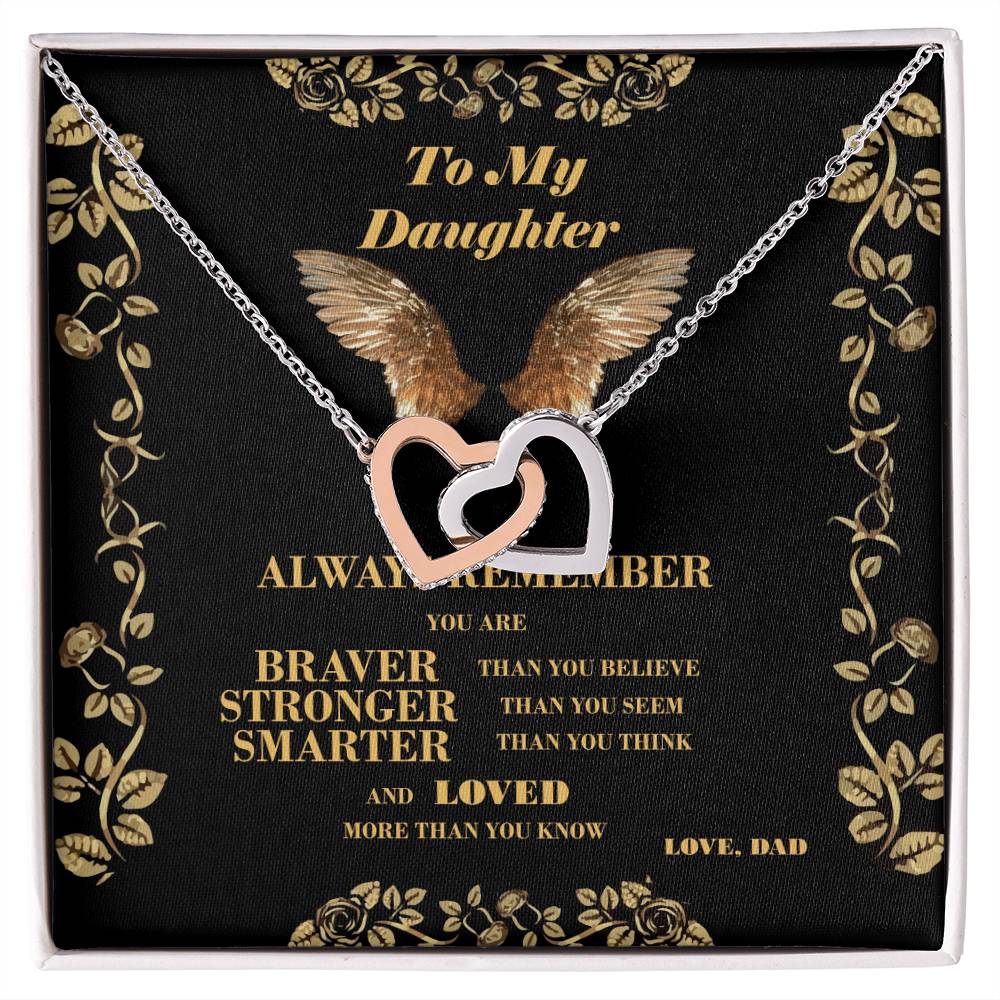 To My Daughter - Two Hearts Interlocking Hearts Necklace