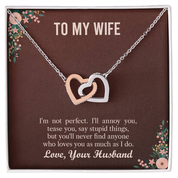 Husband To Wife - I'M Not Perfect Interlocking Hearts Necklace