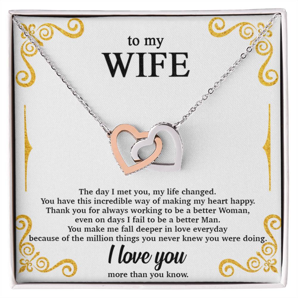 To My Wife - Luxurious Necklace Interlocking Hearts Necklace