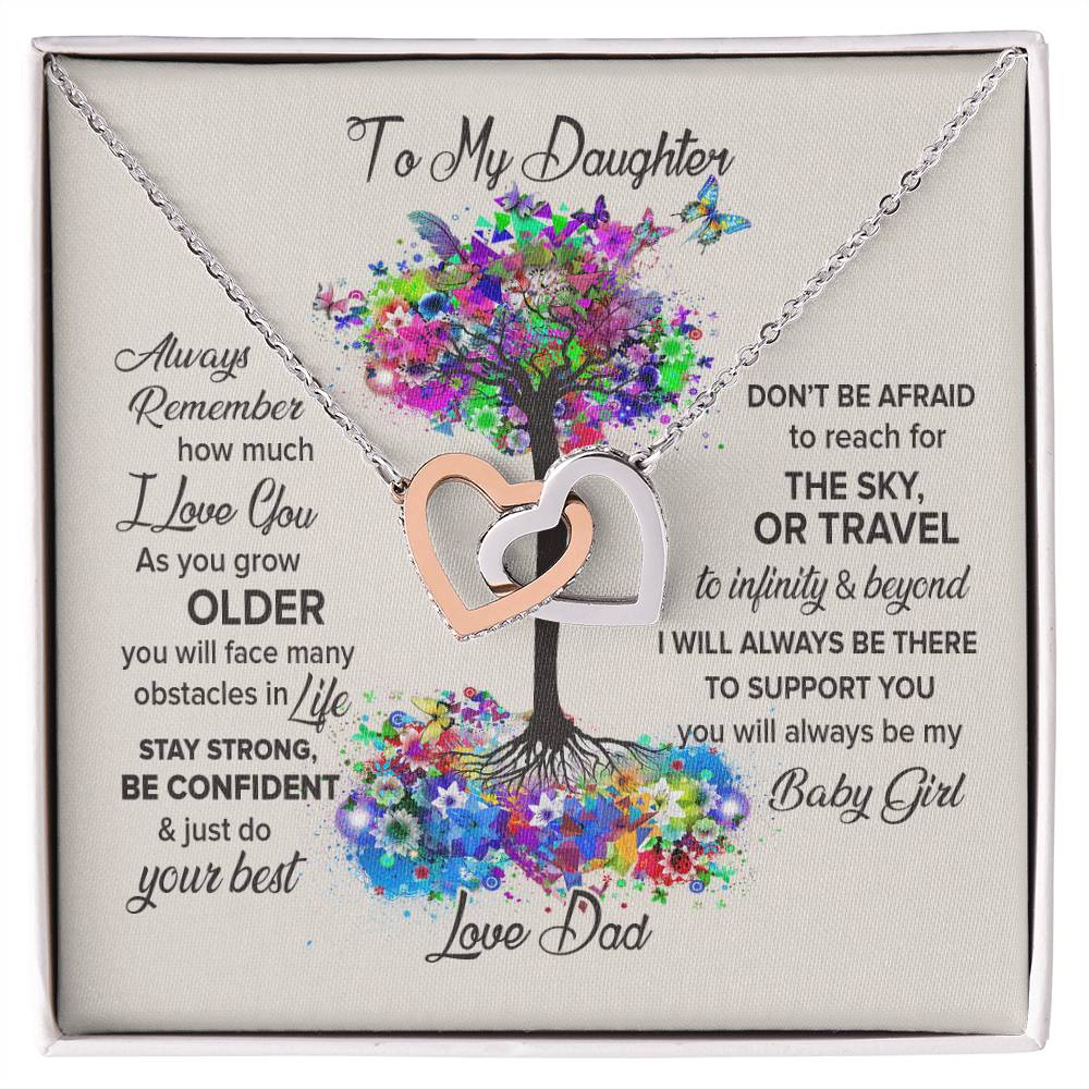 To My Daughter - Always Be My Baby Girl Interlocking Hearts Necklace