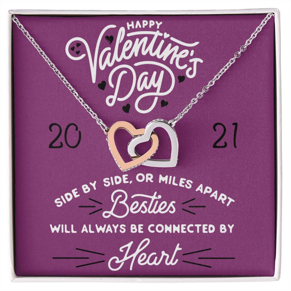 Besties Will Always Be Connected By Heart Interlocking Hearts Necklace
