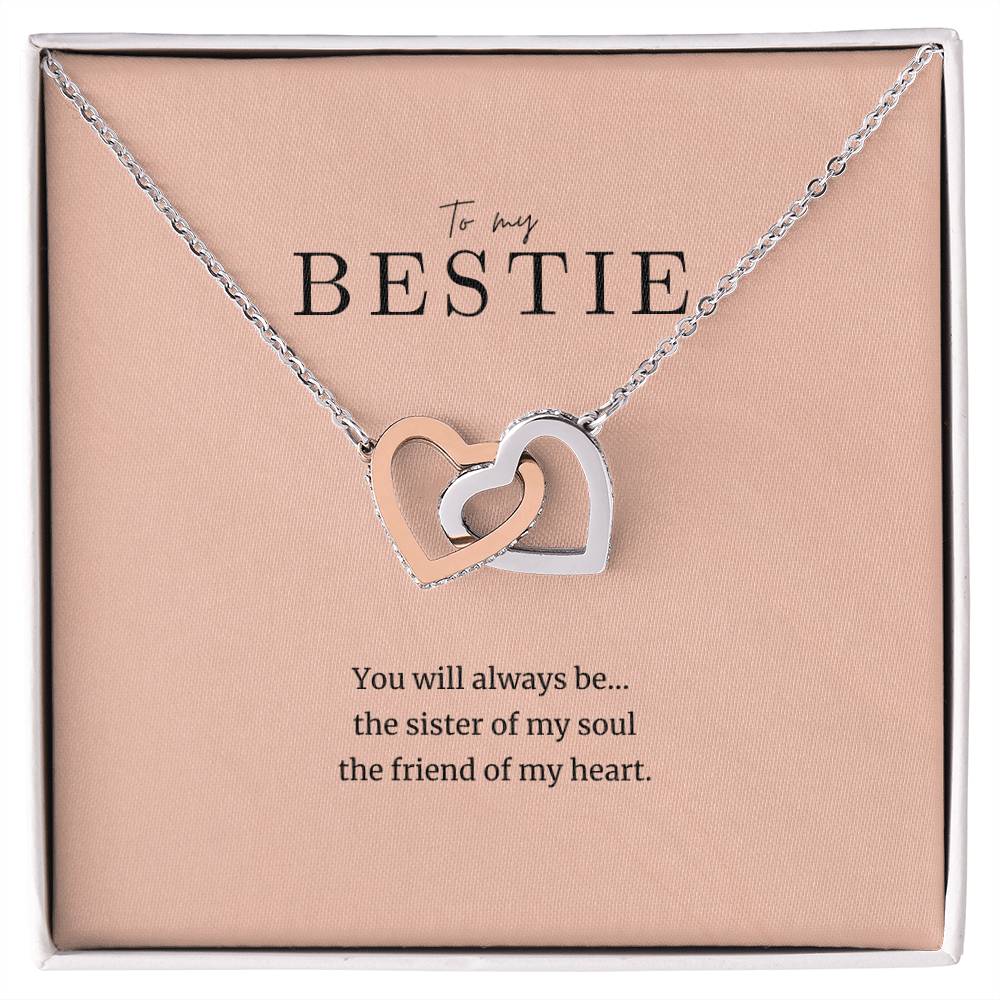 To My Bestie Cubic Zirconia Heart Necklace Interlocking Hearts Necklace